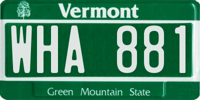 VT license plate WHA881