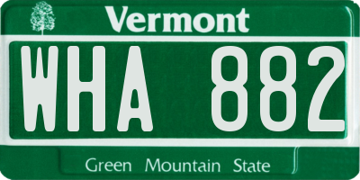 VT license plate WHA882