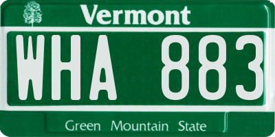 VT license plate WHA883