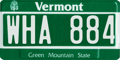 VT license plate WHA884
