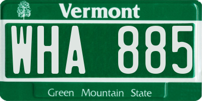 VT license plate WHA885