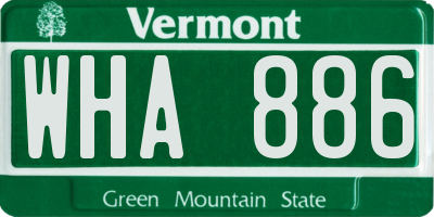 VT license plate WHA886