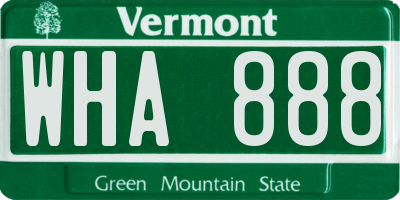 VT license plate WHA888