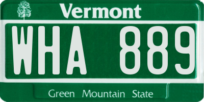VT license plate WHA889