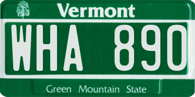 VT license plate WHA890