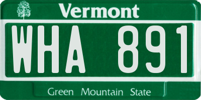 VT license plate WHA891