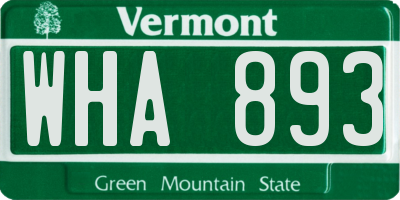 VT license plate WHA893