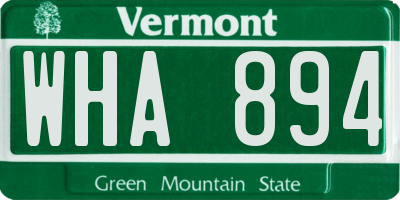 VT license plate WHA894