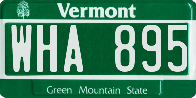 VT license plate WHA895