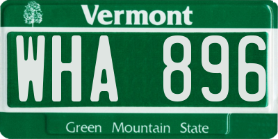 VT license plate WHA896