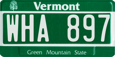 VT license plate WHA897
