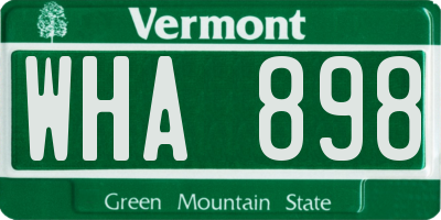 VT license plate WHA898