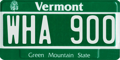 VT license plate WHA900