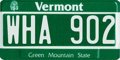 VT license plate WHA902