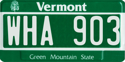 VT license plate WHA903