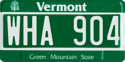 VT license plate WHA904