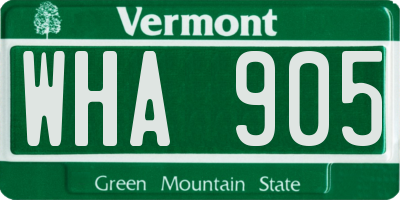 VT license plate WHA905