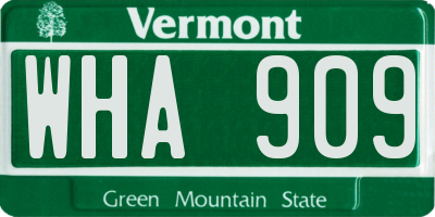 VT license plate WHA909