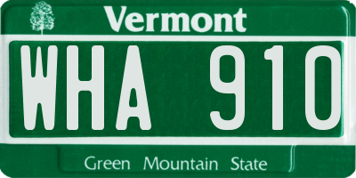 VT license plate WHA910