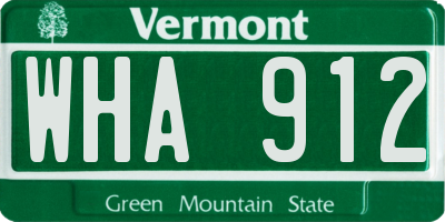 VT license plate WHA912