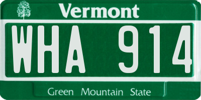 VT license plate WHA914