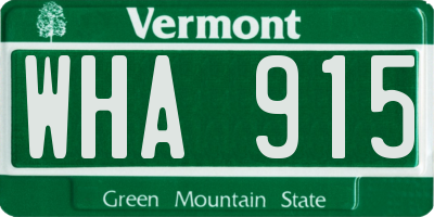 VT license plate WHA915