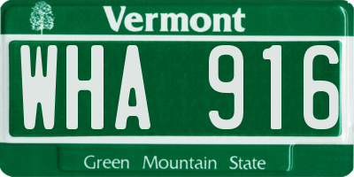 VT license plate WHA916