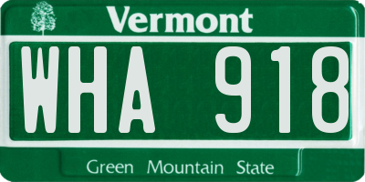 VT license plate WHA918