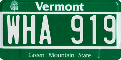 VT license plate WHA919