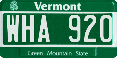 VT license plate WHA920
