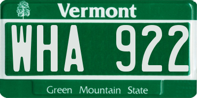 VT license plate WHA922