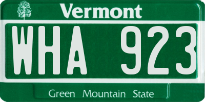 VT license plate WHA923