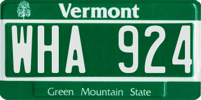 VT license plate WHA924