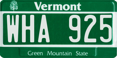 VT license plate WHA925