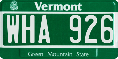 VT license plate WHA926