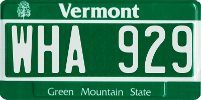 VT license plate WHA929