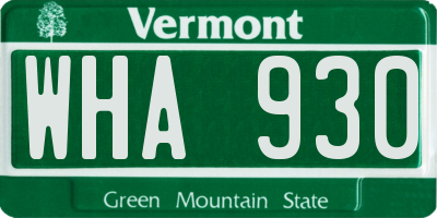 VT license plate WHA930