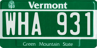 VT license plate WHA931