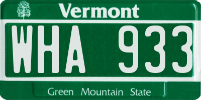 VT license plate WHA933