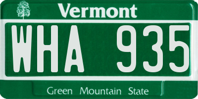 VT license plate WHA935