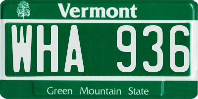 VT license plate WHA936