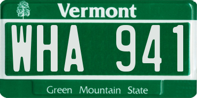 VT license plate WHA941