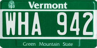 VT license plate WHA942