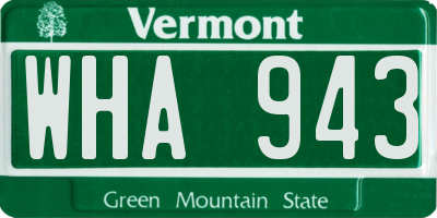 VT license plate WHA943