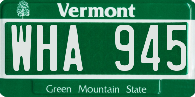 VT license plate WHA945