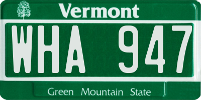 VT license plate WHA947
