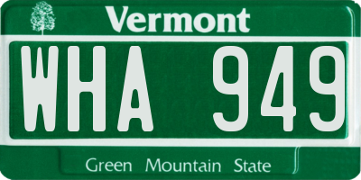 VT license plate WHA949