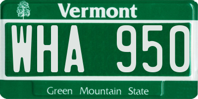 VT license plate WHA950