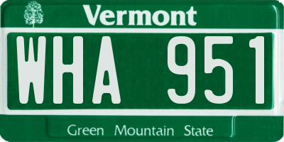 VT license plate WHA951