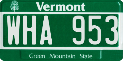 VT license plate WHA953
